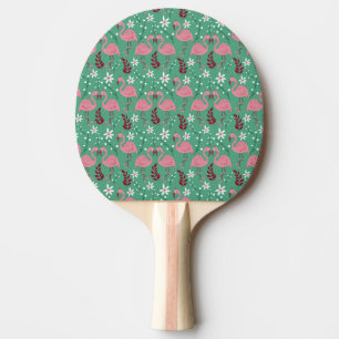 Pala De Ping Pong Flamingo floral sin soldadura patrón rosa verde