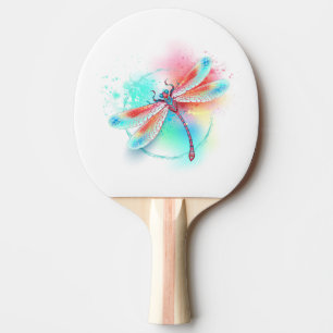 Pala De Ping Pong Fléon roja sobre fondo acuarela