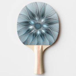 Pala De Ping Pong Flor alegre Abstracto Floral Gris azul Fractal