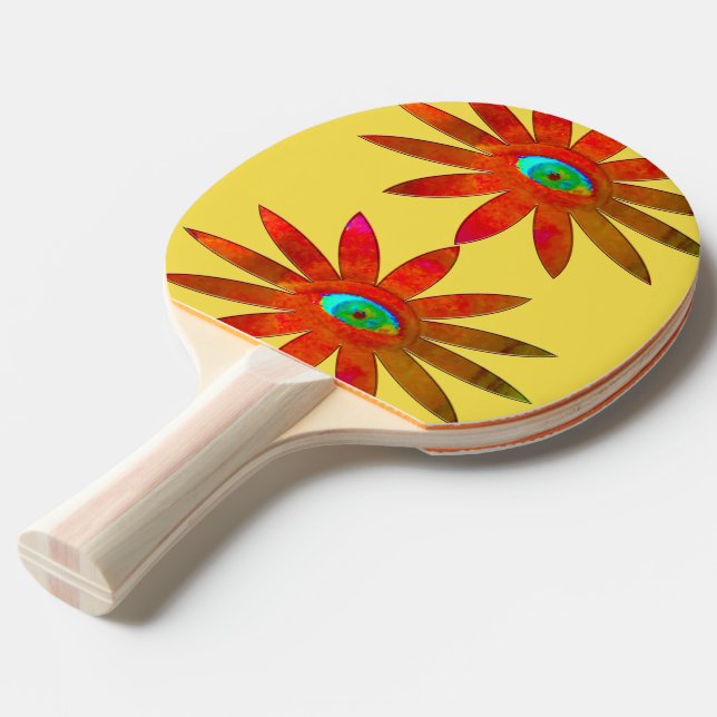 Pala De Ping Pong Flor anaranjada del ojo (Ángulo frontal)