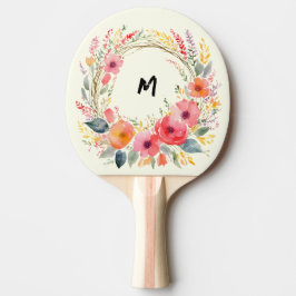 Pala De Ping Pong Flor de bonito Wreath Monogramed Floral Elegante