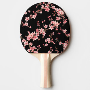 Pala De Ping Pong Flor de cerezo japonés rosa pálido negro