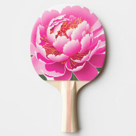 Pala De Ping Pong Flor de color rosa pintada con acuarela