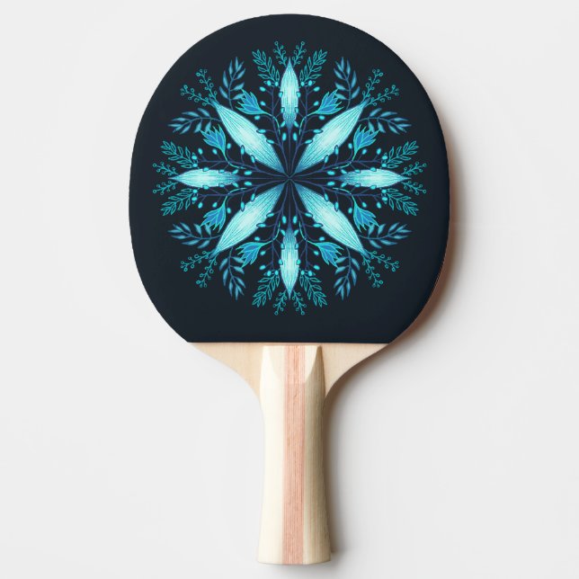 Pala De Ping Pong Flor de copo de nieve azul turquesa (Anverso)