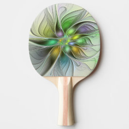 Pala De Ping Pong Flor de fantasía colorida Resumen moderno Fractal