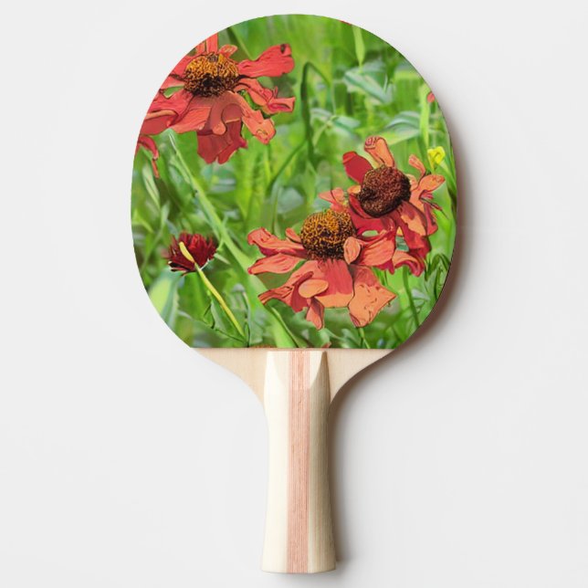 PALA DE PING PONG FLOR DE RUDBECKIA ROJA (Anverso)