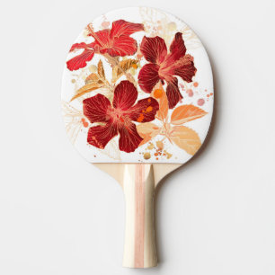 Pala De Ping Pong Flor del hibisco - pintura 2 de la acuarela
