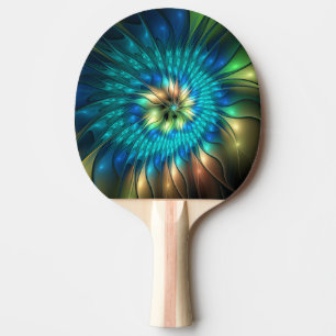 Pala De Ping Pong Flor luminosa de fantasía, fractal abstracto color