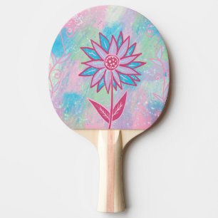Pala De Ping Pong Flor Pastel dibujada a mano