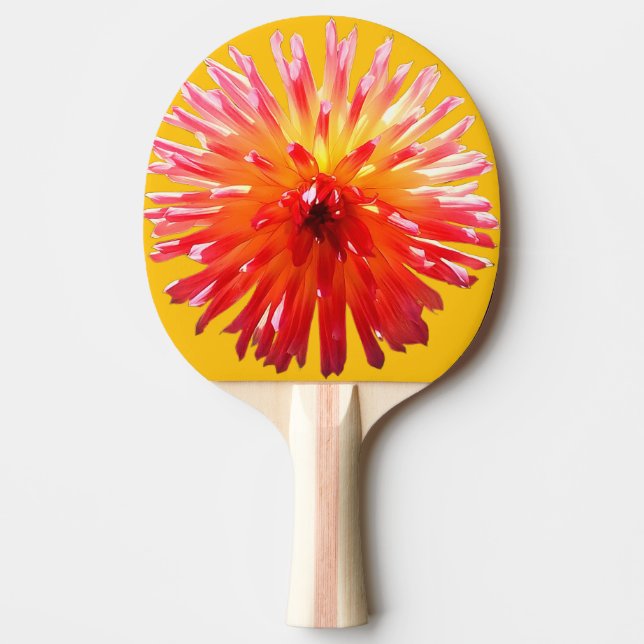 Pala De Ping Pong Flor rosa y amarilla (Anverso)
