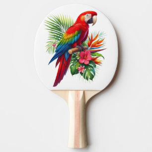 Pala De Ping Pong Flor tropical de macao rojo