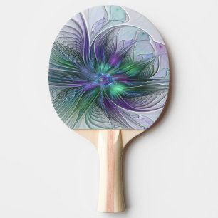 Pala De Ping Pong Flor verde morada Moderna Resumen arte fractal