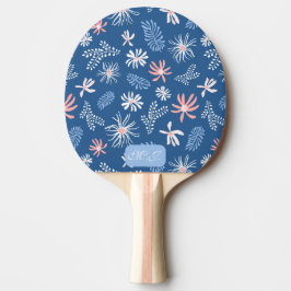 Pala De Ping Pong Floral azul y rosa únicos