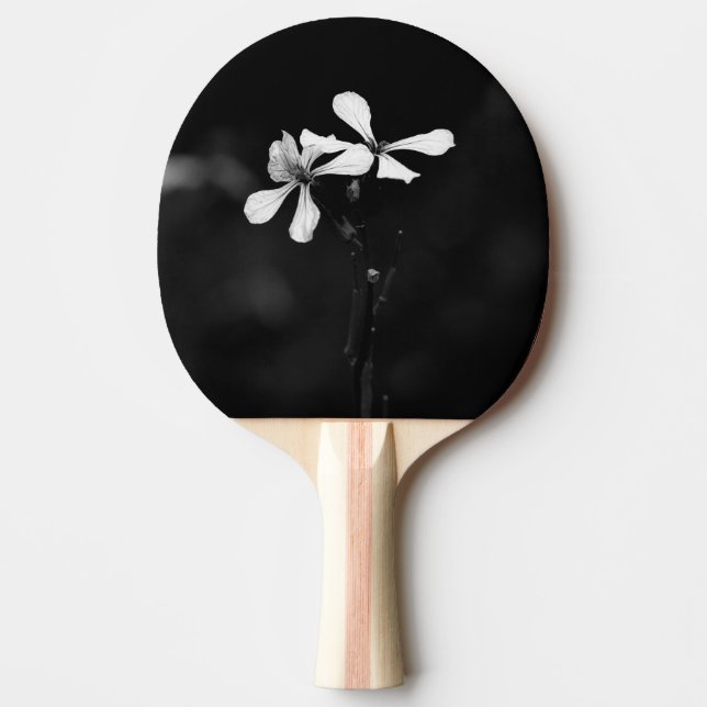 Pala De Ping Pong floral blanca y negra mínima (Anverso)