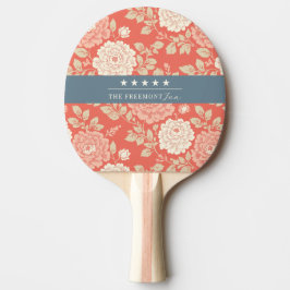 Pala De Ping Pong Floral Block Print Red White Blue Stars