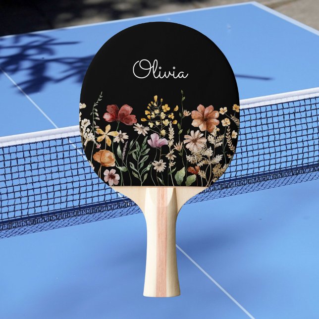 Pala De Ping Pong Floral de acuarela silvestre personalizada (In situ)