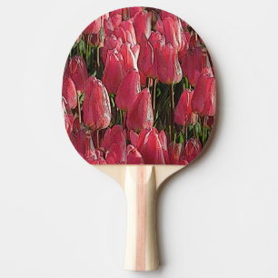 Pala De Ping Pong Floral de tulipanes rosados