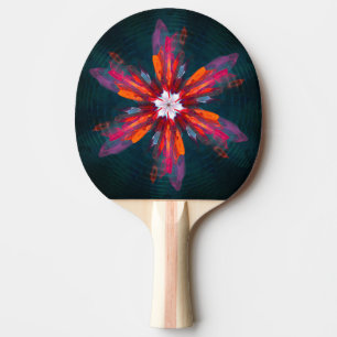 Pala De Ping Pong Floral Mandala Flores Naranja Azul Rojo Resumen