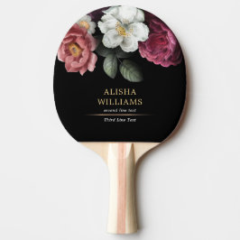 Pala De Ping Pong Floral personalizada de lujo negro