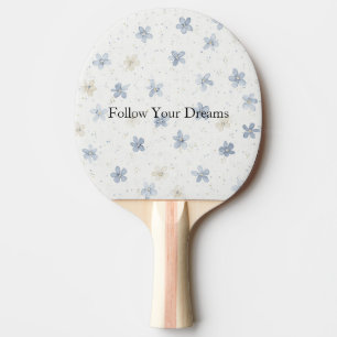 Pala De Ping Pong Flores Azules Crema Chic