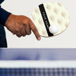 Pala De Ping Pong Flores azules y rojas, negro, tu nombre