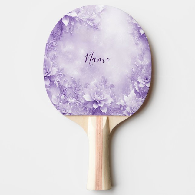 Pala De Ping Pong Flores blancas moradas Ping Pong Paddle (Anverso)
