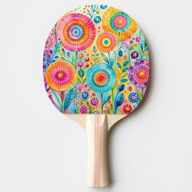 Pala De Ping Pong Flores Caprichosas (Anverso)