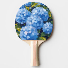 Pala De Ping Pong Flores de Hortensias Azules Acuarela Floral