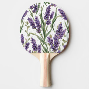 Pala De Ping Pong Flores de lavanda púrpura Botánico acuarela