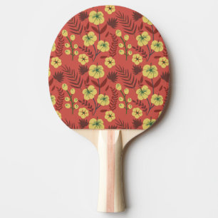 Pala De Ping Pong Flores de patrón sin soldadura floral amarillas y