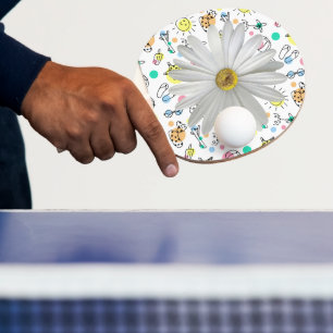 Pala De Ping Pong Flores florales de margarita blanca Ping Pong Padd