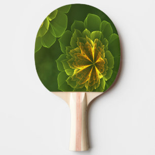 Pala De Ping Pong Flores fractales amarillas verdes
