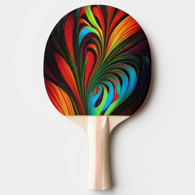 Pala De Ping Pong Flores Fractales coloridas (Anverso)