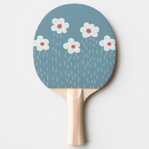 Pala De Ping Pong Flores lluviosas lindas del tiempo de las nubes de