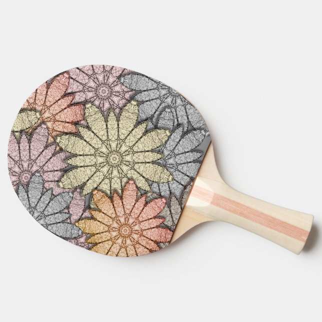 Pala De Ping Pong Flores metálicas (Reverso)