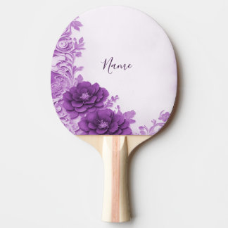 Pala De Ping Pong Flores moradas florecen remo Ping Pong Paddle
