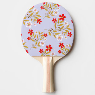 Pala De Ping Pong Flores rojas bonitas de estilo vintage en patrón a