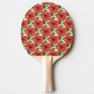 Pala De Ping Pong Flores rojas trópicas sin costura