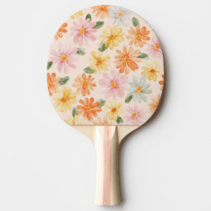 Pala De Ping Pong Flores Rosa Amarillo Azul Melocotón