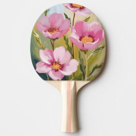 Pala De Ping Pong Flores rosadas | Pintura de acuarela floral