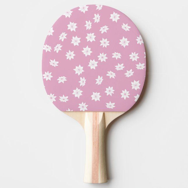 Pala De Ping Pong Flores rosas y blancas (Anverso)