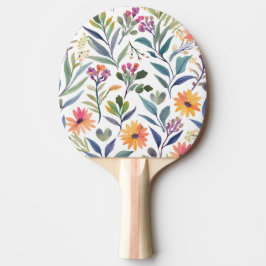 Pala De Ping Pong Flores Silvestres Coloridas | Acuarela Floral Herm