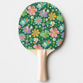 Pala De Ping Pong Flores Silvestres Pastel En Naranja Púrpura Rosa Y