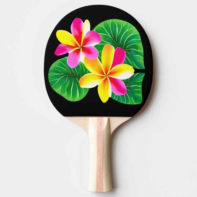 Pala De Ping Pong Flores tropicales de plumeria (Anverso)