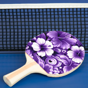 Pala De Ping Pong Flores tropicales hawaianas Patrón de Hibiscus púr