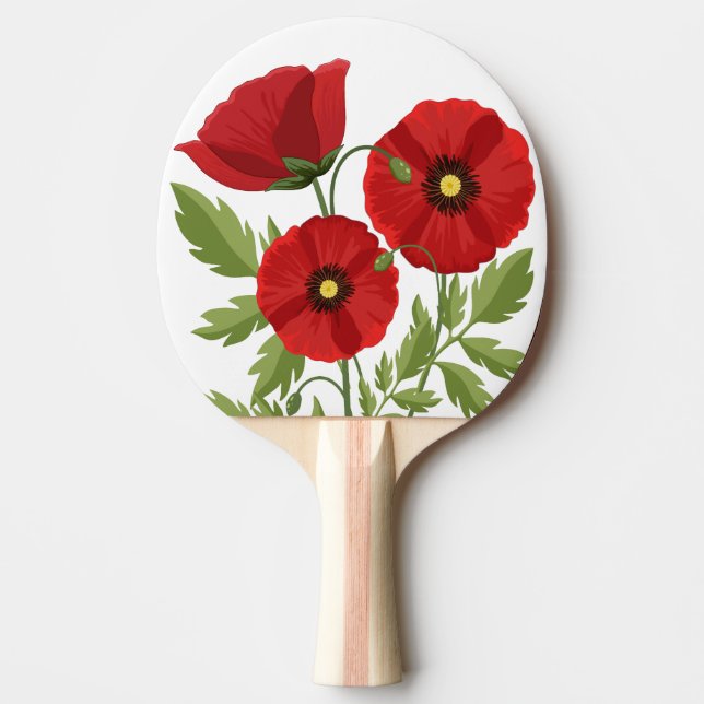 Pala De Ping Pong Flores veraniegas alegres con adormidera (Anverso)