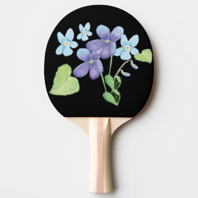 Pala De Ping Pong Flores violetas salvajes Ilustracion negro (Anverso)
