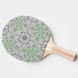 Pala De Ping Pong Floritura de patrón rococó verde