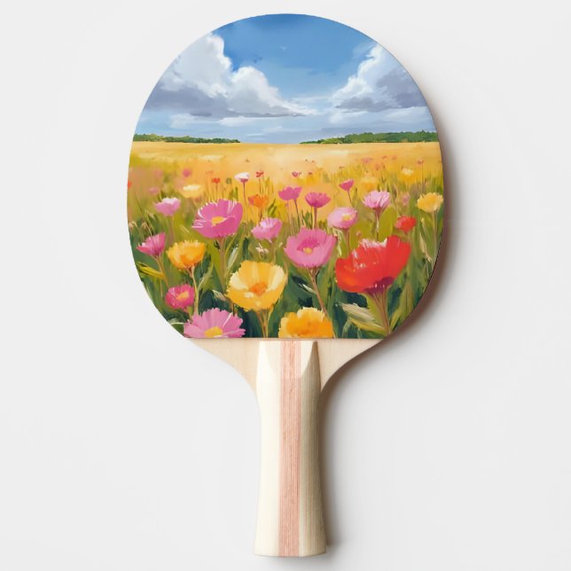 Pala De Ping Pong Flower Field Landscape Painting (Anverso)
