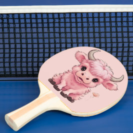 Pala De Ping Pong Fluffy Pink Highlands Scottish Cow